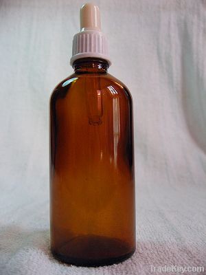 Amber Glass Bottles  With Reducer and White Tamper Evident Caps