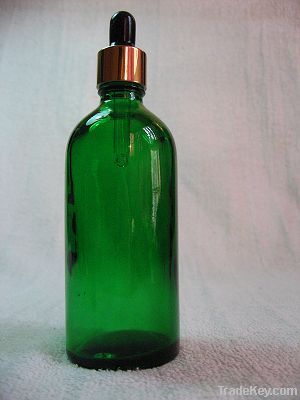 Green Glass Bottles  With White Bulb Glass Dropper