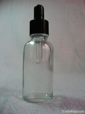 Clear  Glass Bottles  With Bulb Glass Dropper With Aluminum Collar