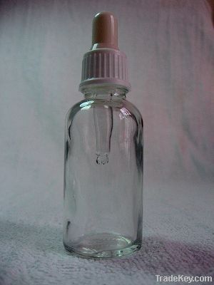 Clear  Glass Bottles  With Bulb Glass Dropper With Aluminum Collar