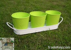 Galvanized Mini planter set (30015)