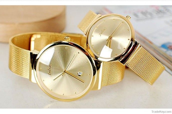 Romantic Style Stainless Steel Japan Movement Couple Watches