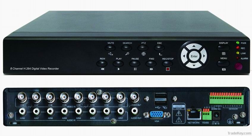 8CH H.264 real-time Network transmission with CIF resolution CCTV DVR