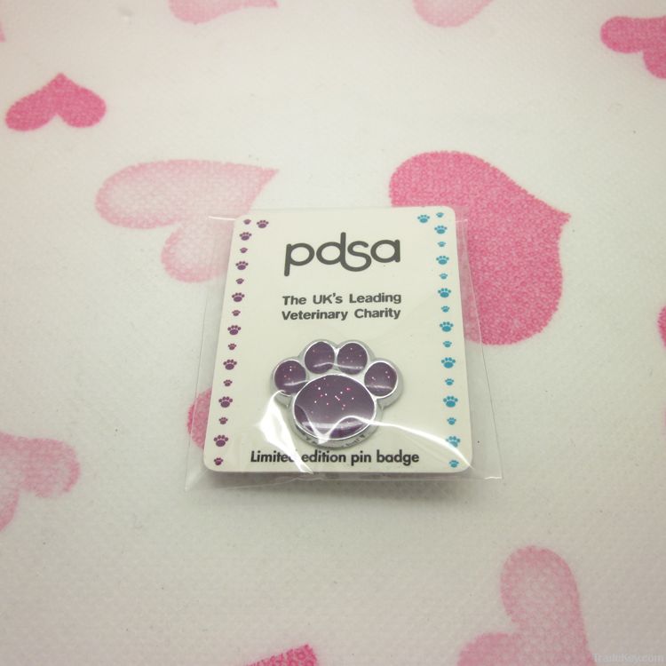 limited edition purple paw shape pin badge