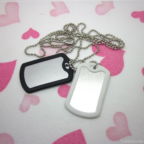 metal blank dog tag with rubber ball chain