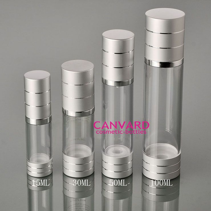 Clear airless bottle, twist up airless bottle, screw up airless bottle