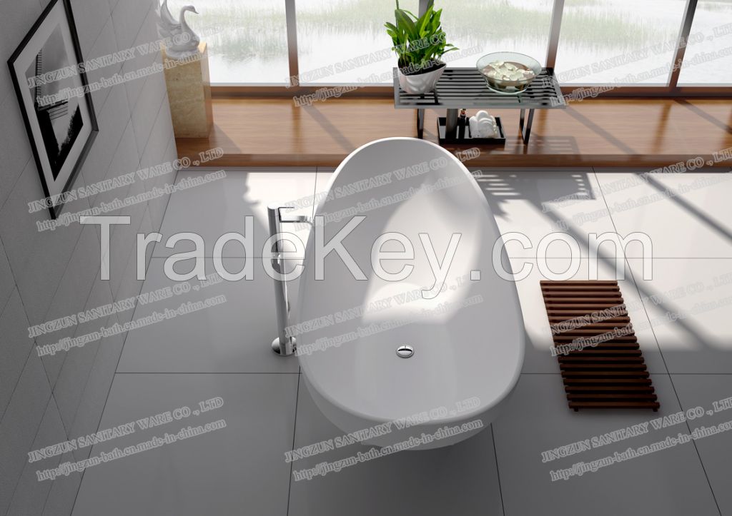 8604-Freestanding artificial stone bathtub solid surface bathtub-JINGZUN