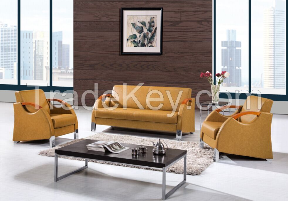 S001A office leisure sofa/wood arm sofa/steel base sofa