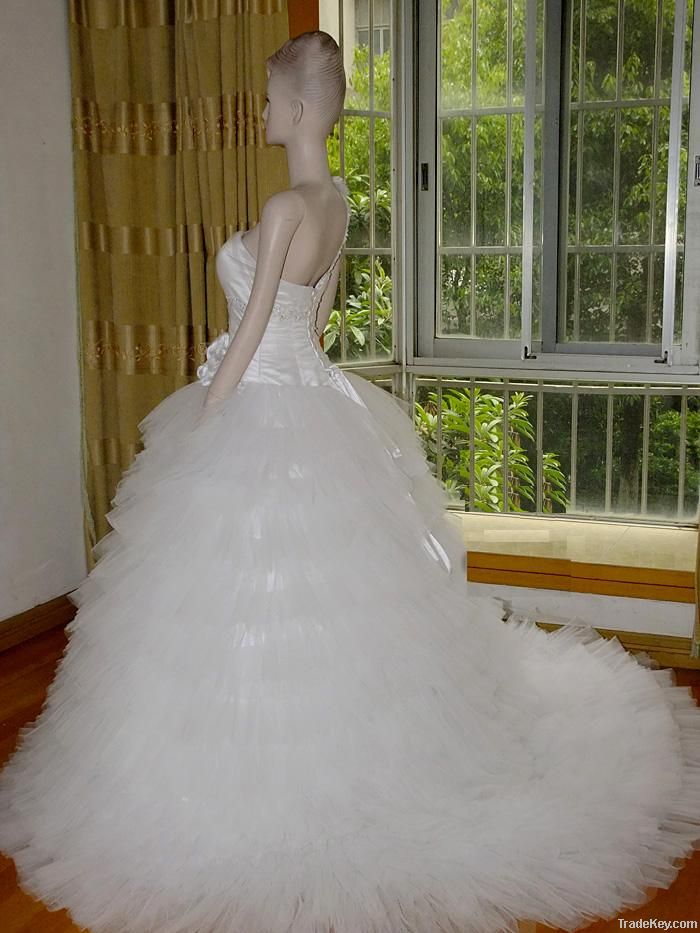 Halter A-line Real Wedding Dress bridal Gowns