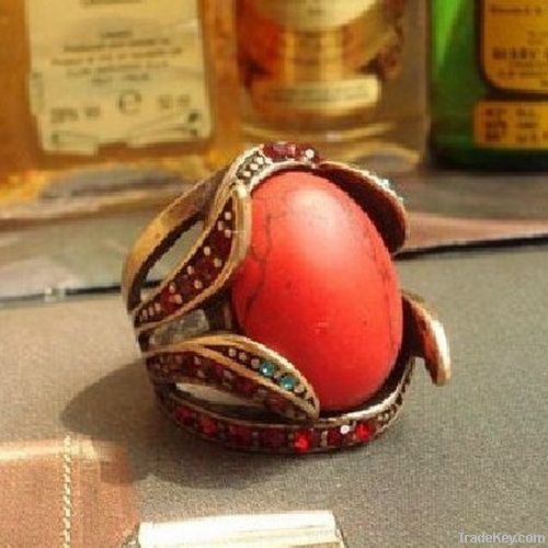 Ladies&#039; Antique Red Turquoise fashion rings jewelry, discount jewelry