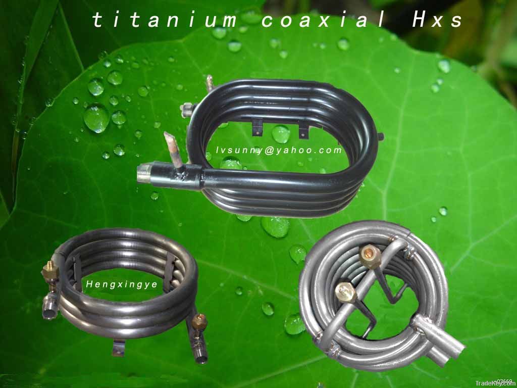 titanium coaxial heat exchanger for vessel