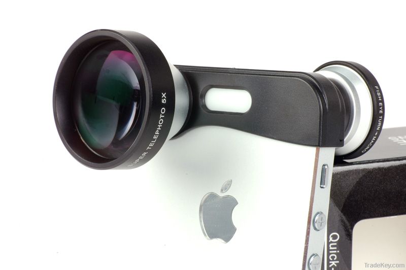 Latest 3-in-1 Macro+Fisheye+ 5X Super Telephoto Lens for iphone 5