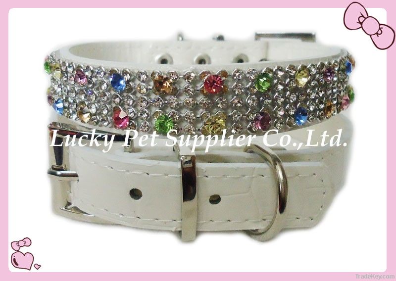 crystal  pet collar leather pet collar