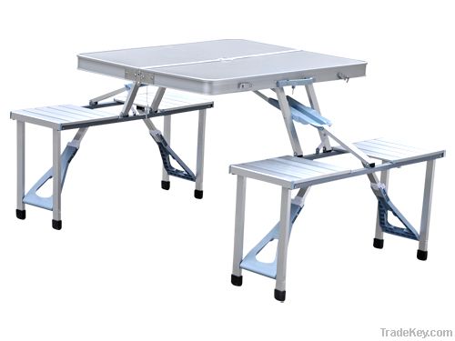 Four Seat Aluminum Picnic linked table&chairs
