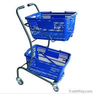 Blue Plastic Shopping Basket with wire hand