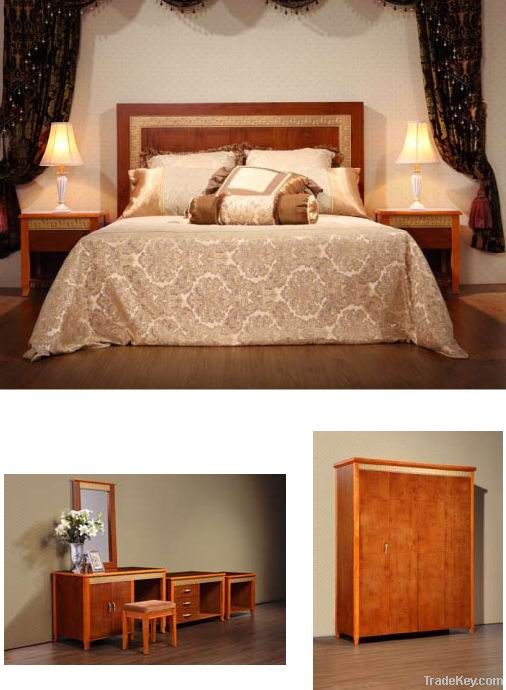 hotel bedroom furniture E1 MDF+kiln-dried rubber solid wood  AZ-204