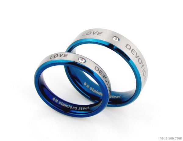 Ruino Titanium Steel Fashion Blue InerFace Couple Ring JL1048