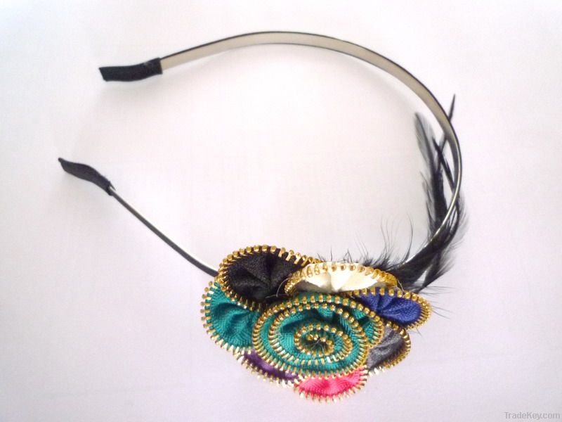 fashion baby and children hair bands, headbands, made of feather, metal