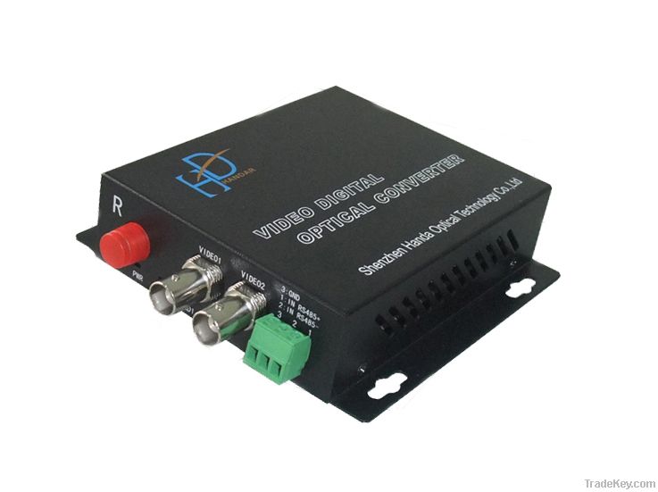 2 x video+1x RS485 to fiber optic transceiver