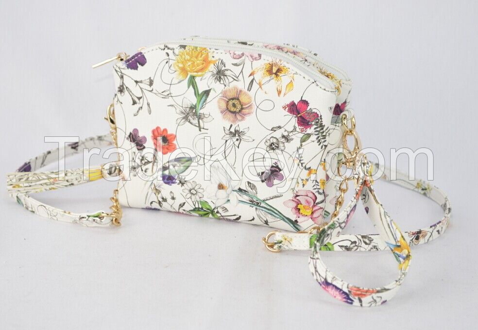 Hot Selling Double Closure Floral Crossbody Handbag