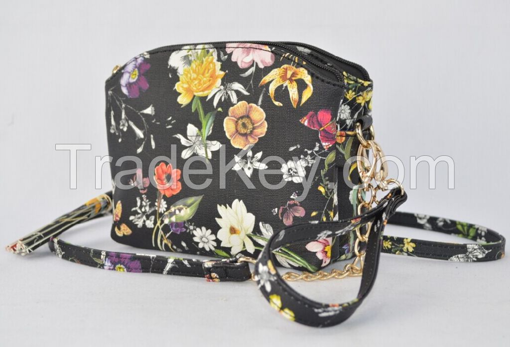 Hot Selling Double Closure Floral Crossbody Handbag