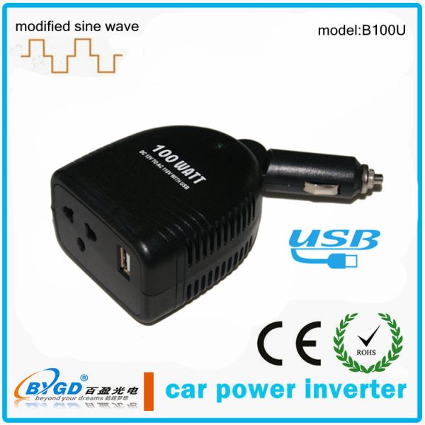 Portable 100w car inverter with swivel plug