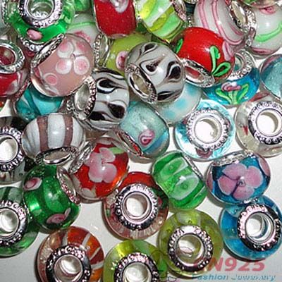 Glass Beads With Sterling Silver Core