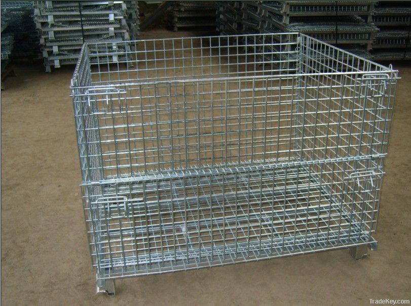 foldable and stackable wire mesh containers