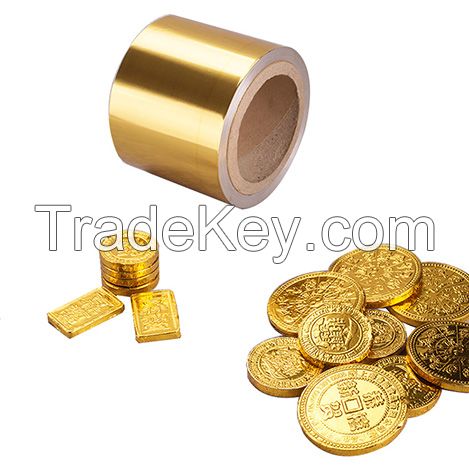 8011 40-50mic Golden Aluminium Foil For Chocolate Coins