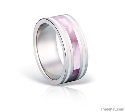 316L Stainless Steel Ring With Natural Shell