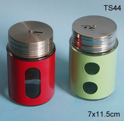 glass spice jar with stainless steel lid TS44