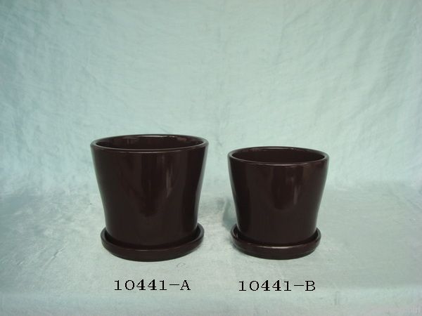 Ceramic flower pot with set of two