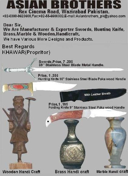 Swords, Hunting Knifes & Handicrafts