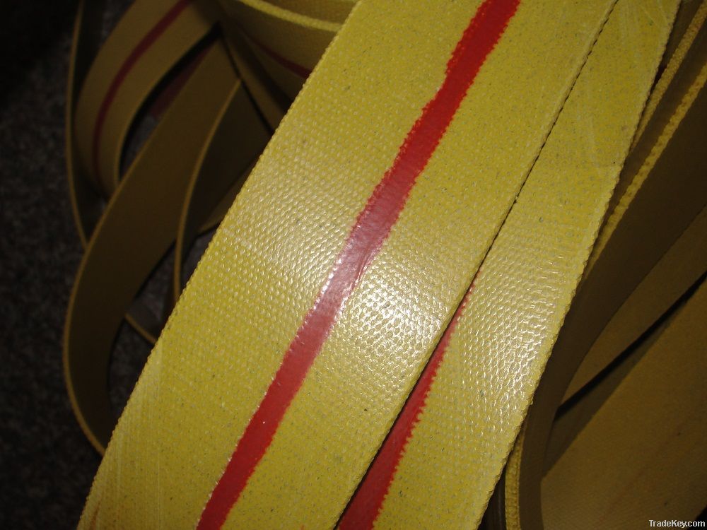 Fold edge flat transmission belt