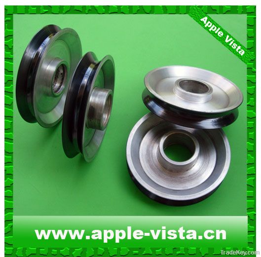 Ceramic coating v grooved pulley for wire drawing machines