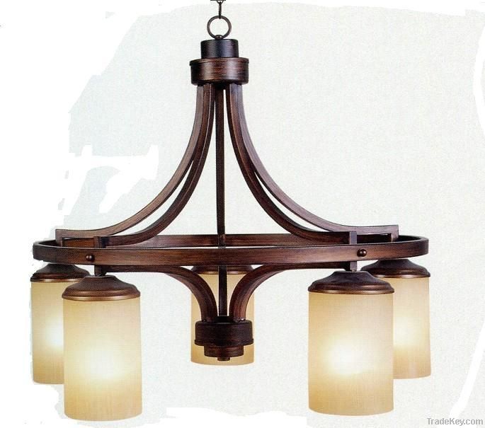 Antique chandelier with glass lamp shades