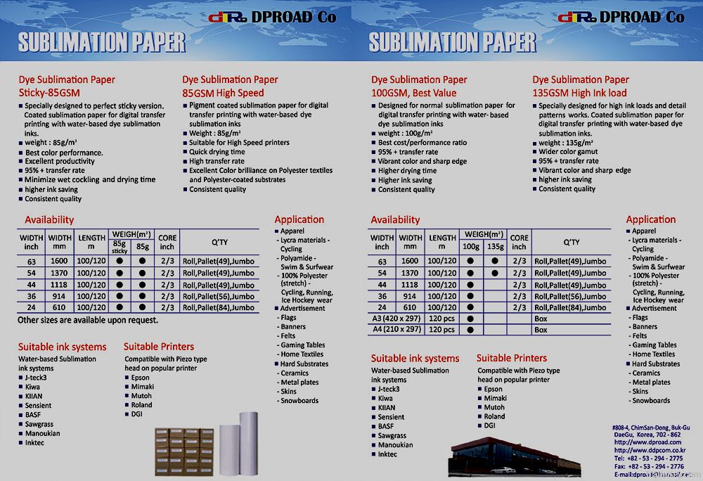 Sublimation transfer paper