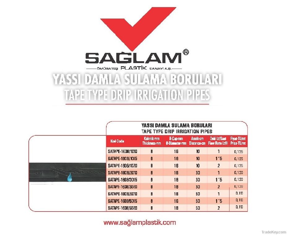 Saglam Tape Type Drip Irrigation Pipe