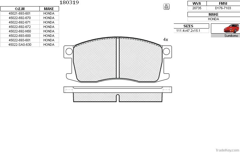 Brake Pads for Honda