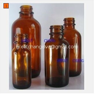 Amber boston round glass bottles