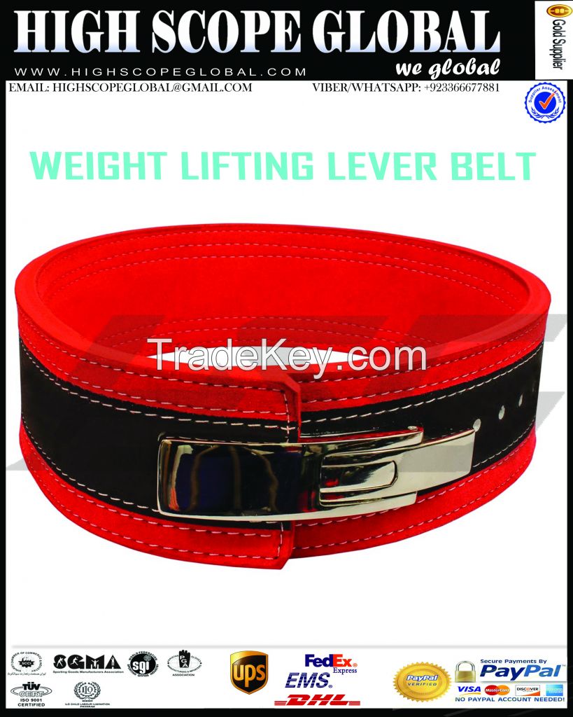 Hot seller 2017 Lever Buckle / Power lifting Belt 13mm For Heavy Weight Lifting Lever buckle Genuine leather Power Training