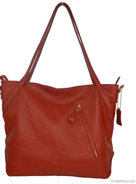 Office lady tote bag, embossed weaven cow leather