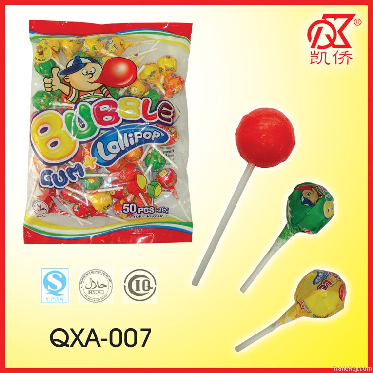 15g Halal Fruit Ball Shape Bubble Gum Lollipop