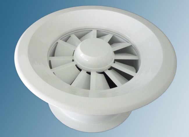 Fan swirl air diffuser/fan grille