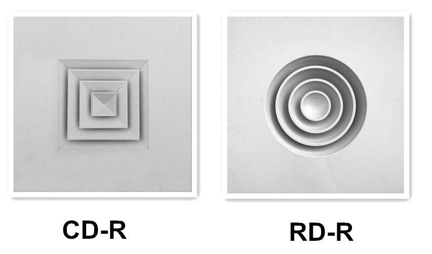 square diffuser plate with central square diffuser or round diffuser