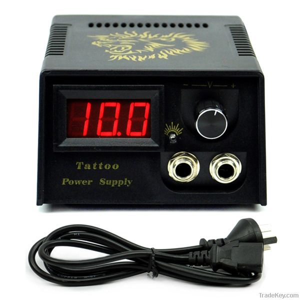 Black Casting LCD Digital Tattoo Power Supply Machine Golden lion Desi