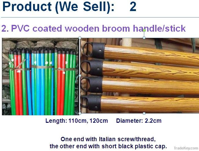 Colorful PVC coated wooden broom handle size120x2.2cm