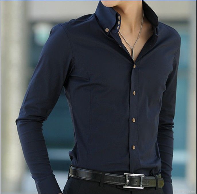 2011 man's 100% cotton slim fit button-down collar fashion casual shir