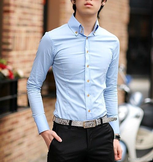 2011 man's 100% cotton slim fit button-down collar fashion casual shir