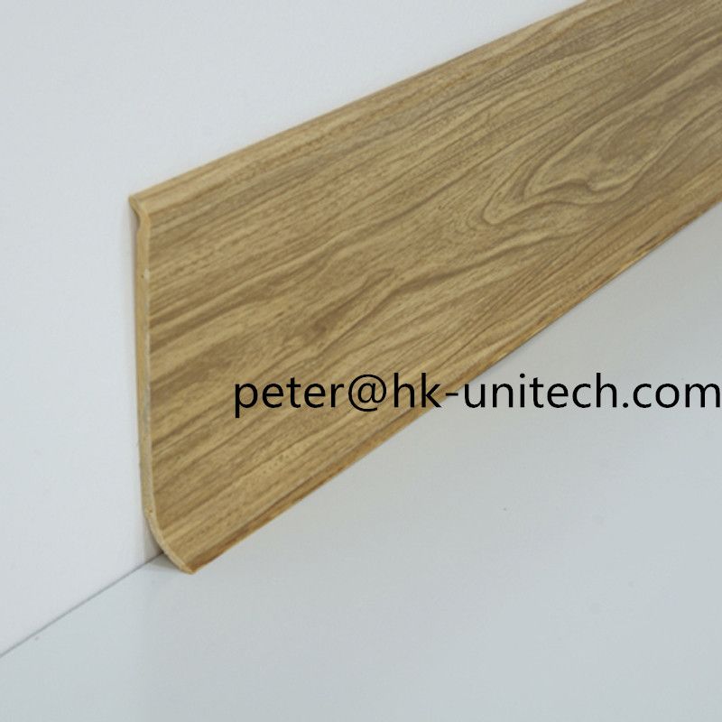 100mm Wood Grain Color Pvc Wall Skirting For Spc Flooring